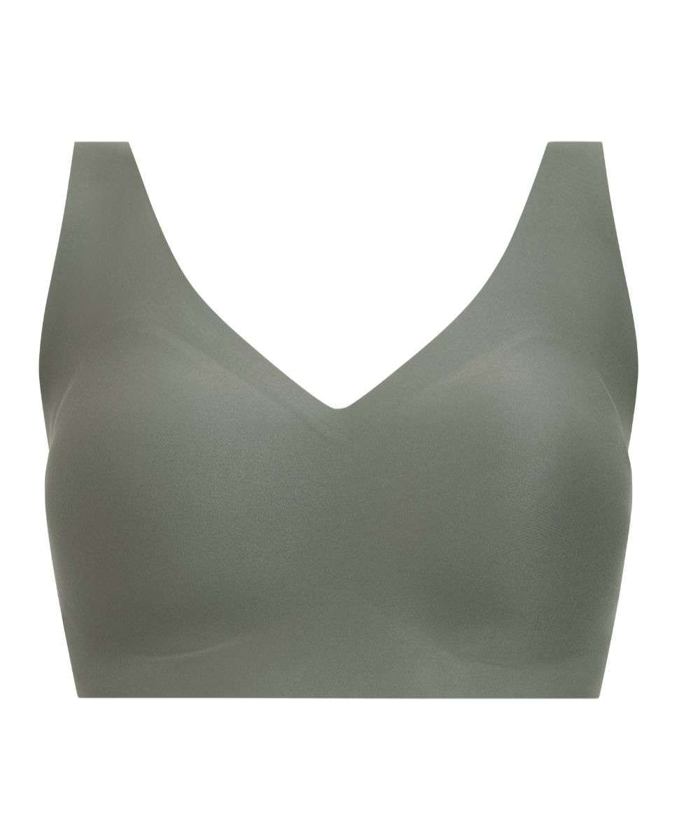 Sujetador sin aros de mujer con escote v de alta sujeción de la línea soft stretch power - Chantelle - Kaki Kaki-4
