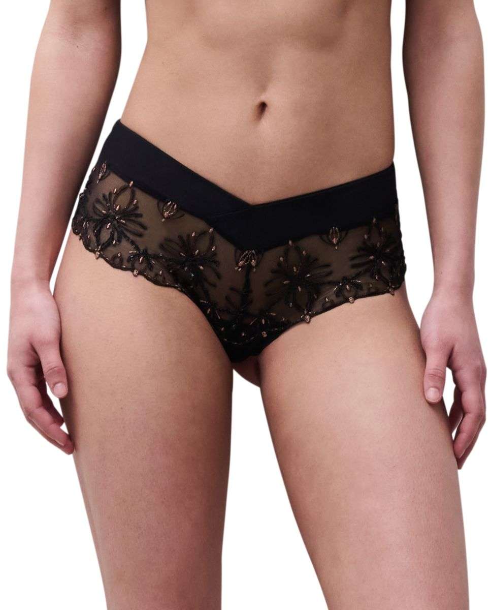 Imagen 0 de Culotte Champs Elysees brasileño con encaje y tul Negro
