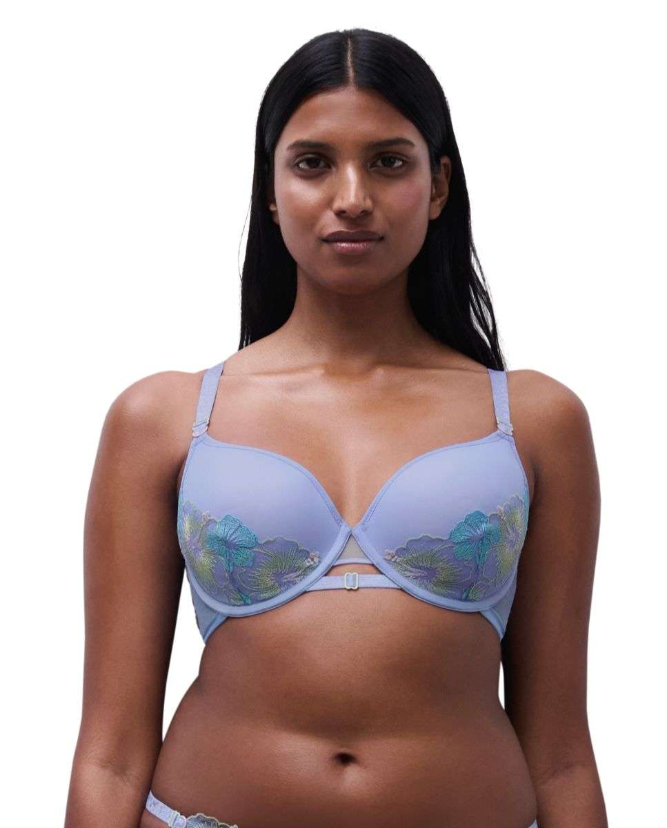 Imagen 0 de Sujetador con aro cubriente con relleno y bordado floral y anima pint línea daydream Azul
