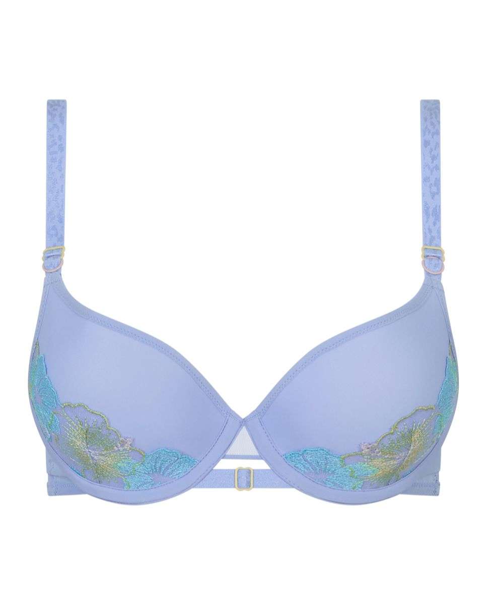 Sujetador con aro de mujer cubriente con relleno y bordado floral y anima pint línea daydream - Chantelle - Azul Azul-4