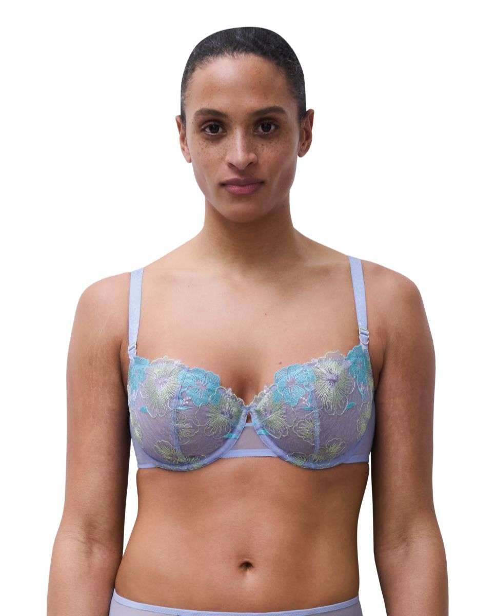 Imagen 0 de Sujetador con aro de mujer balconette con bordado floral y animal print línea daydream Azul