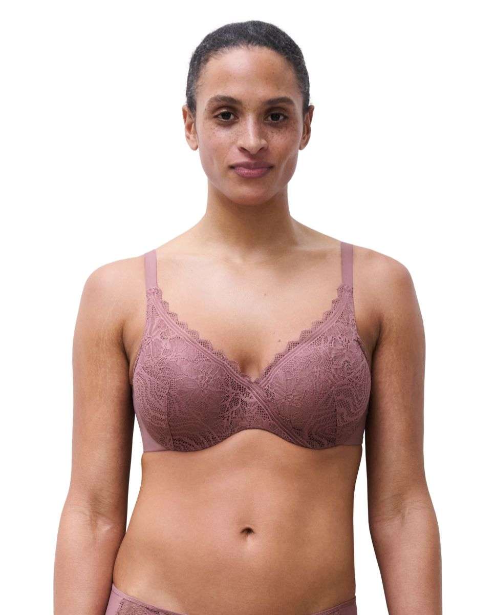 Sujetador de mujer preformado de tejido memory y encaje suave de la línea floral touch - Chantelle - Rosa Rosa-1