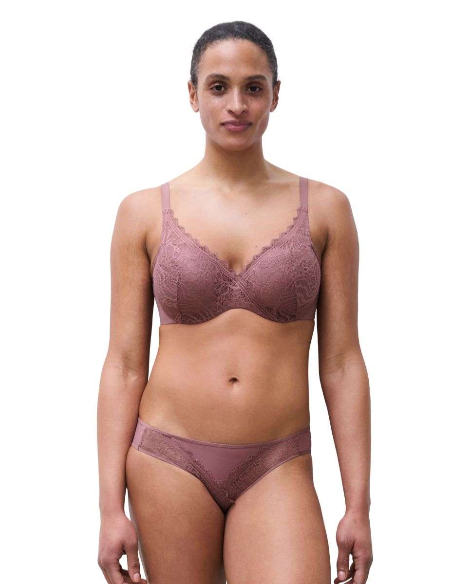 Sujetador de mujer preformado de tejido memory y encaje suave de la línea floral touch - Chantelle - Rosa Rosa-3