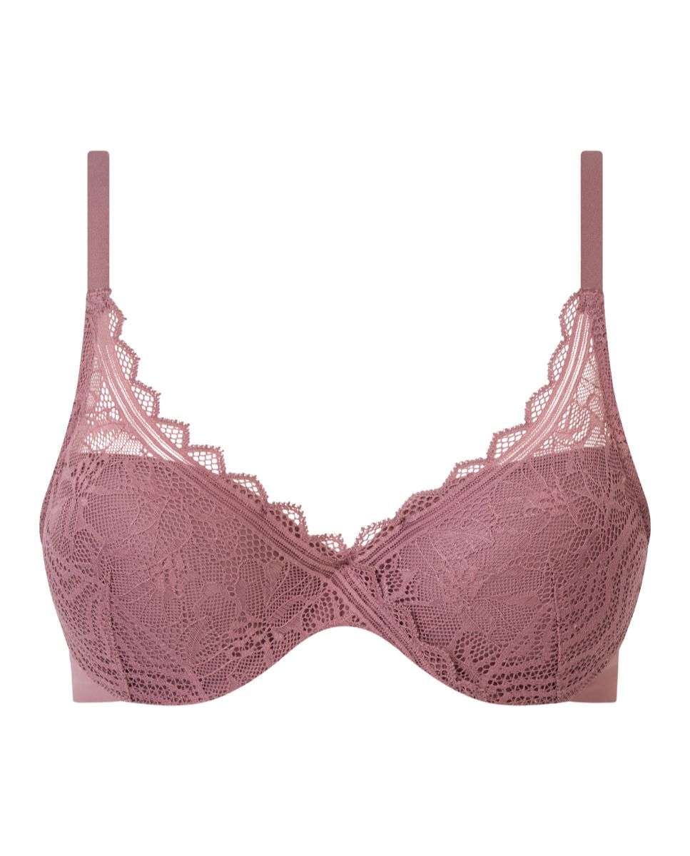 Sujetador de mujer preformado de tejido memory y encaje suave de la línea floral touch - Chantelle - Rosa Rosa-5
