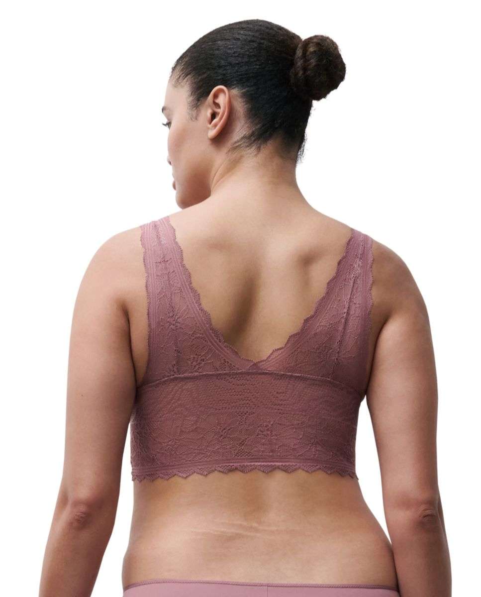Sujetador sin aro de mujer preformado con encaje y tejido ultra suave línea floral touch - Chantelle - Rosa Rosa-2