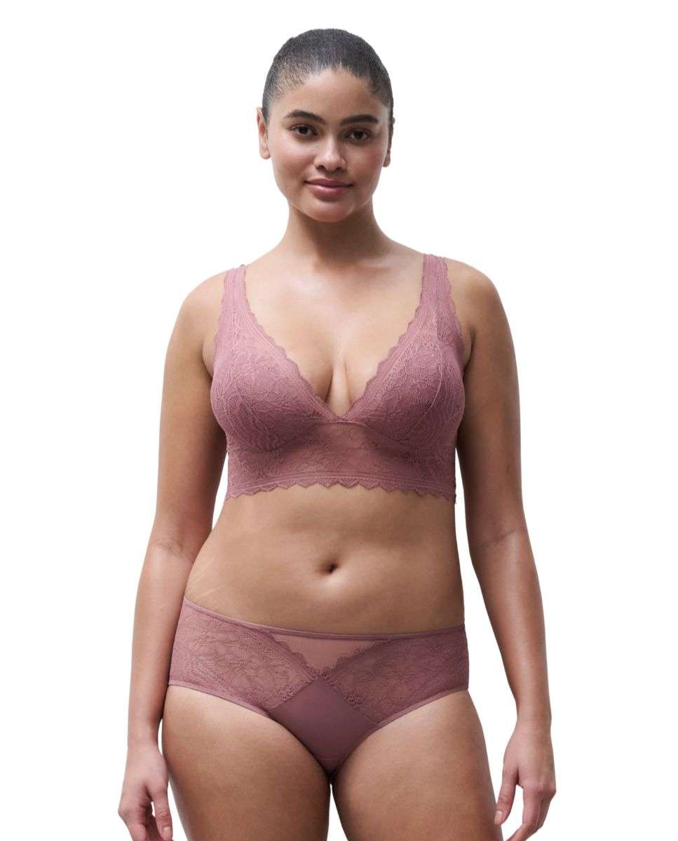 Sujetador sin aro de mujer preformado con encaje y tejido ultra suave línea floral touch - Chantelle - Rosa Rosa-3