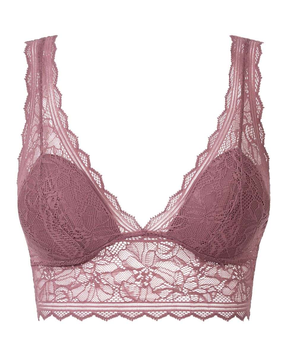 Sujetador sin aro de mujer preformado con encaje y tejido ultra suave línea floral touch - Chantelle - Rosa Rosa-4