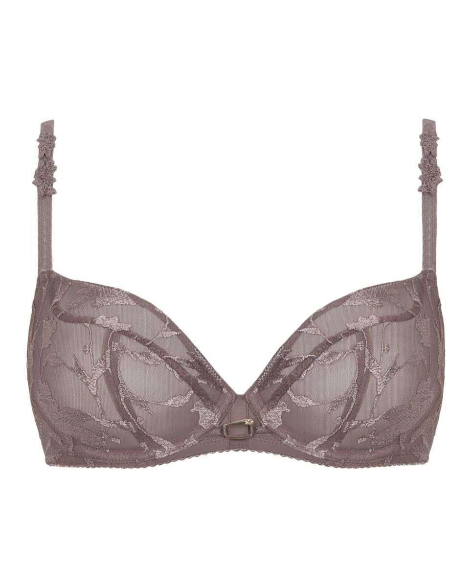 Sujetador con aro de mujer de capacidad con encaje floral y tul línea idyll - Chantelle - Topo Topo-4
