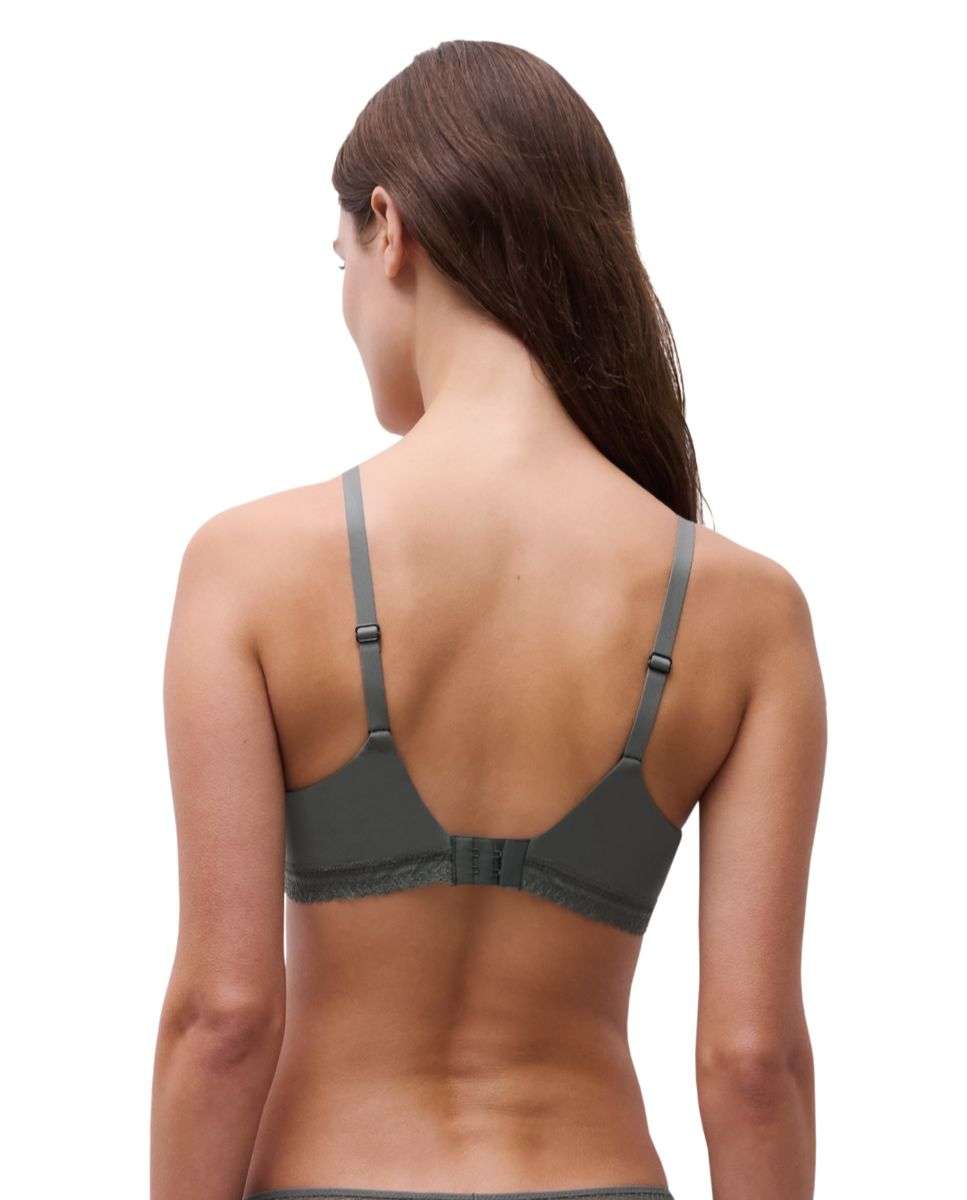 Sujetador con aro de mujer, con relleno y efecto realce de encaje y malla nido de abeja de la línea romance - Chantelle - Kaki Kaki-2