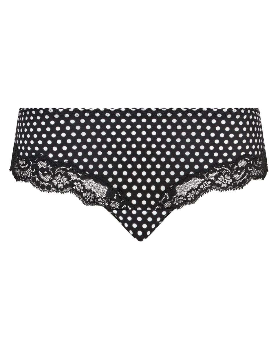 Culotte de mujer de encaje barroco y punto satinado de la línea gloss - Chantelle - Negro / Blanco Negro / Blanco-3