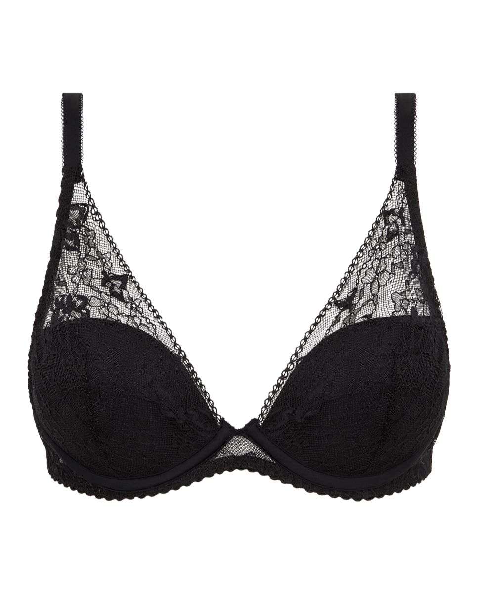 Sujetador con aros con relleno y efecto realce de mujer con encaje floral suave con un diseño moderno y cómodo de la línea kiss - Chantelle - Negro Negro-4