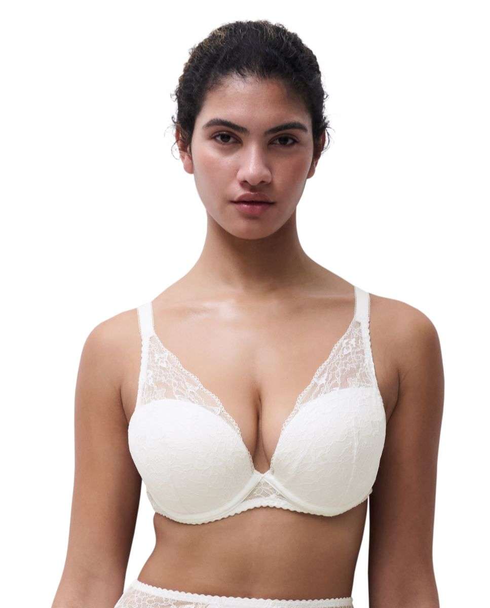 Sujetador con aros con relleno y efecto realce de mujer con encaje floral suave con un diseño moderno y cómodo de la línea kiss - Chantelle - Crudo Crudo-1