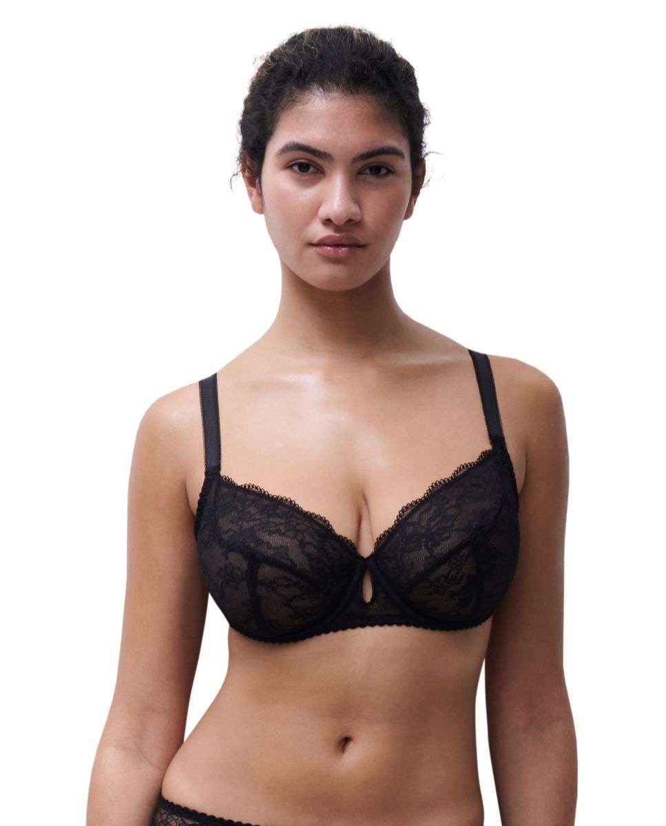 Sujetador con aros cubriente de mujer con encaje floral suave con un diseño moderno y cómodo de la línea kiss - Chantelle - Negro Negro-1