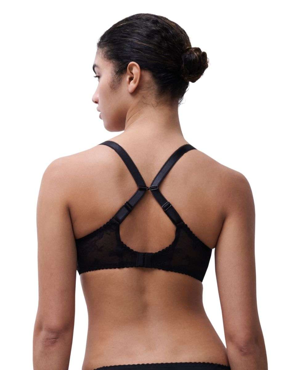 Sujetador con aros cubriente de mujer con encaje floral suave con un diseño moderno y cómodo de la línea kiss - Chantelle - Negro Negro-2