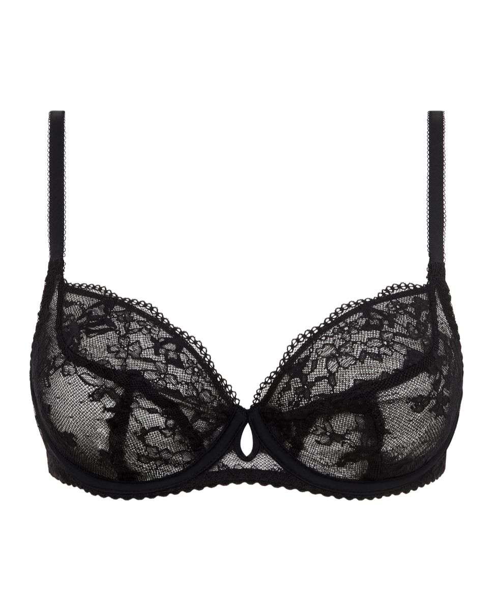 Sujetador con aros cubriente de mujer con encaje floral suave con un diseño moderno y cómodo de la línea kiss - Chantelle - Negro Negro-5