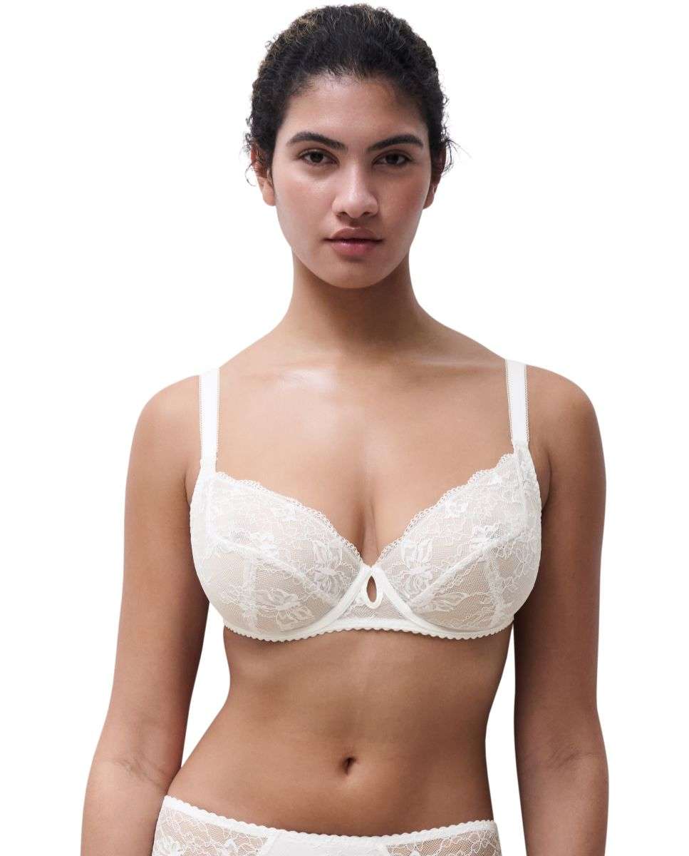 Sujetador con aros cubriente de mujer con encaje floral suave con un diseño moderno y cómodo de la línea kiss - Chantelle - Crudo Crudo-1