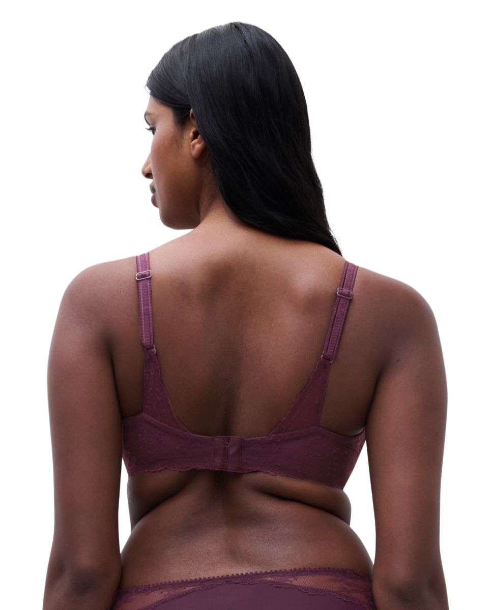 Sujetador con aros cubriente de mujer con transparencias y texturas de alta costura de la línea illusion - Chantelle - Berenjena Berenjena-2