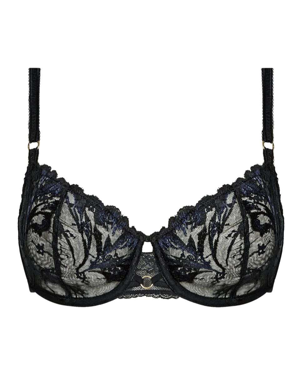 Sujetador balconette con aros de mujer con transparencias y texturas de alta costura de la línea illusion - Chantelle - Negro Negro-4