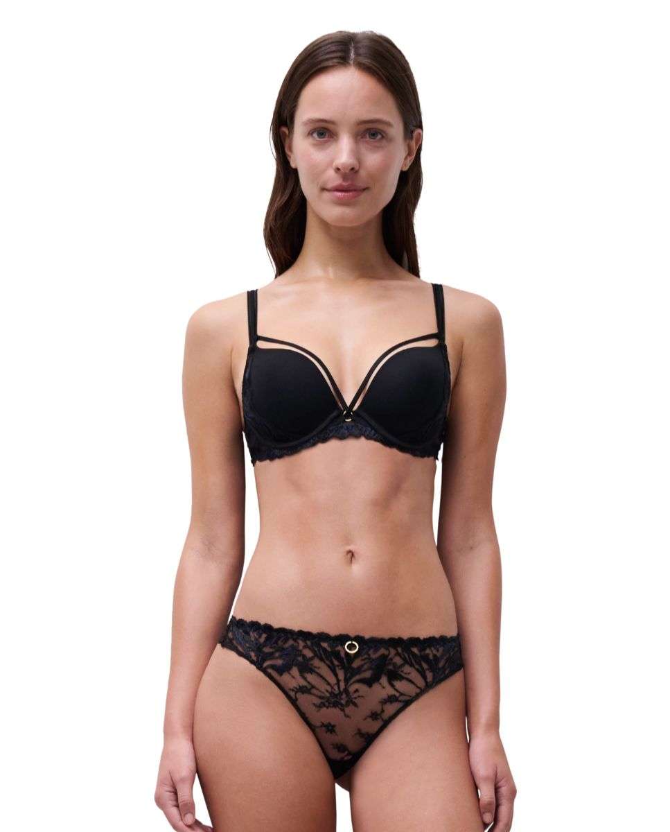 Imagen 3 de Sujetador push up de mujer con transparencias y texturas de alta costura de la línea illusion - Chantelle - Negro Negro
