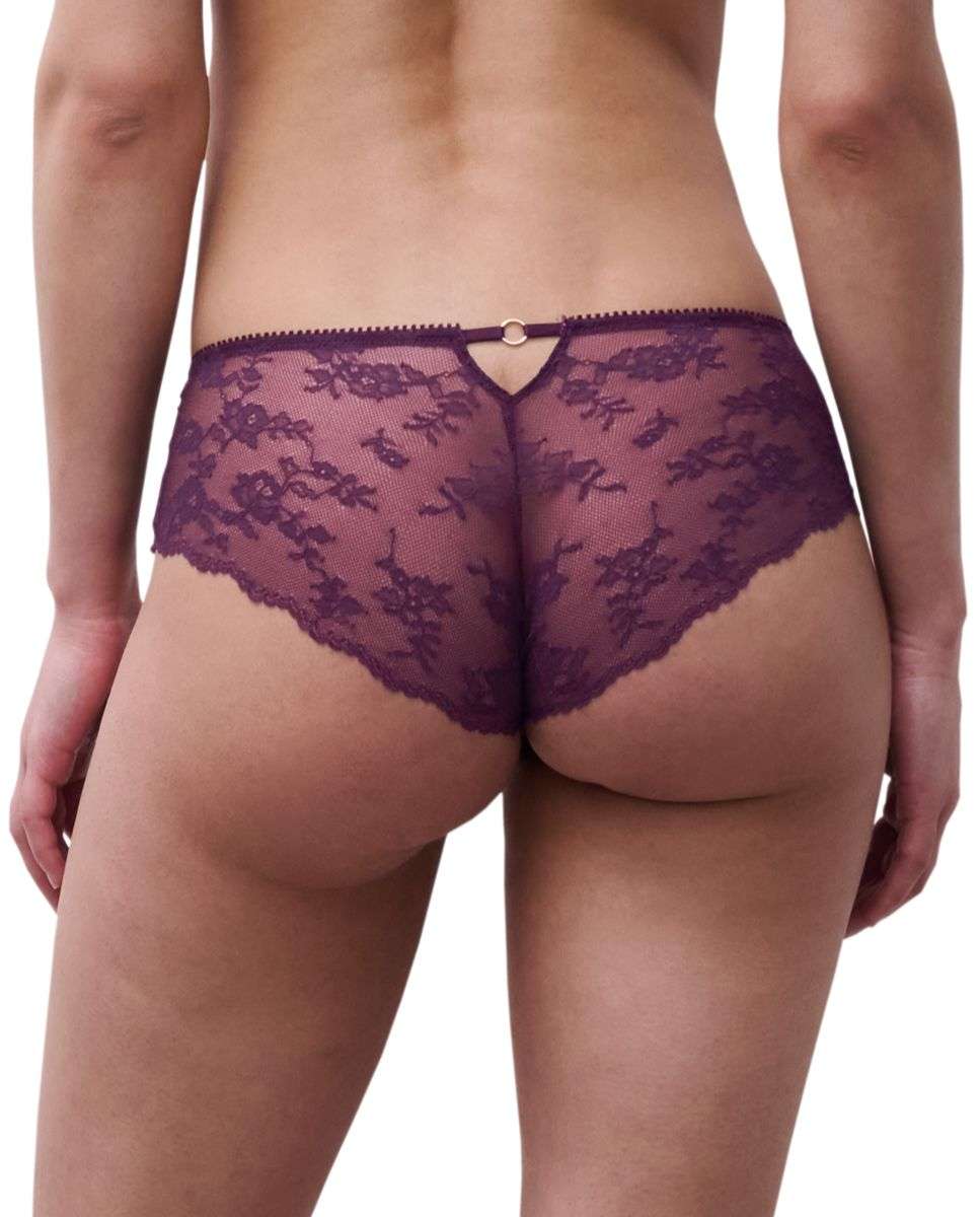 Culotte de mujer con bordado floral de alta costura sobre encaje transparente de la línea illusion - Chantelle - Berenjena Berenjena-2