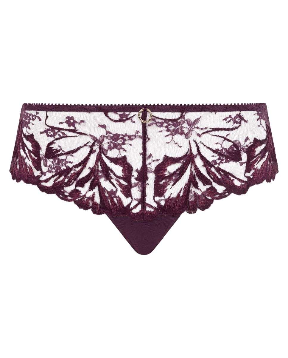 Culotte de mujer con bordado floral de alta costura sobre encaje transparente de la línea illusion - Chantelle - Berenjena Berenjena-3