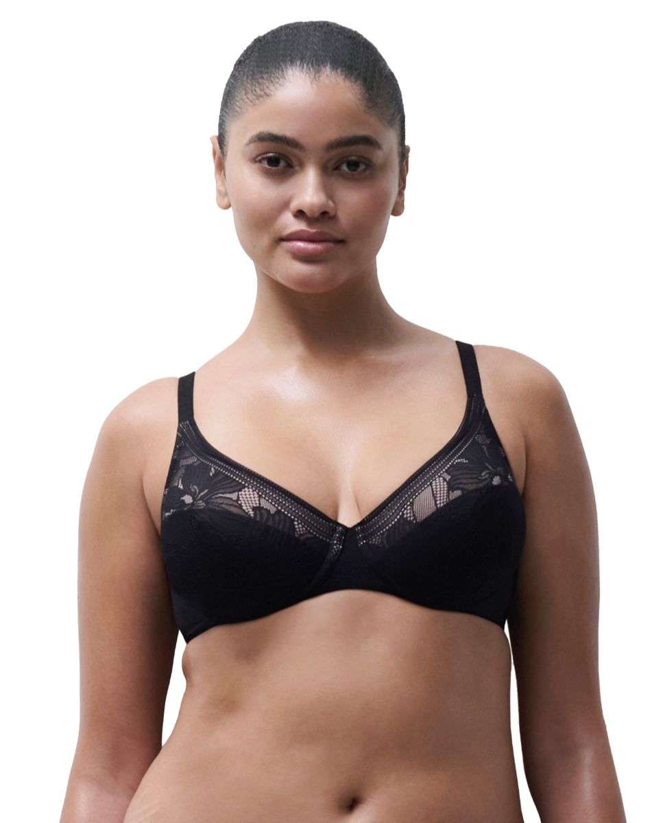 Sujetador con aros moldeado cubriente de mujer de encaje sin costuras de la línea osmose - Chantelle - Negro Negro-1