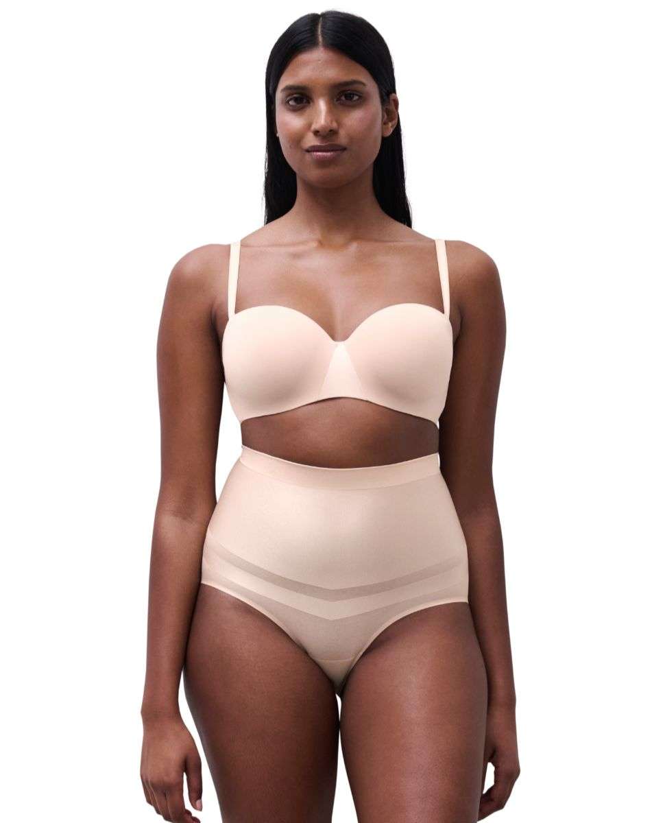 Imagen 0 de Braga reductora de mujer de talle alto sin costuras de la línea brilliant shapping Beige