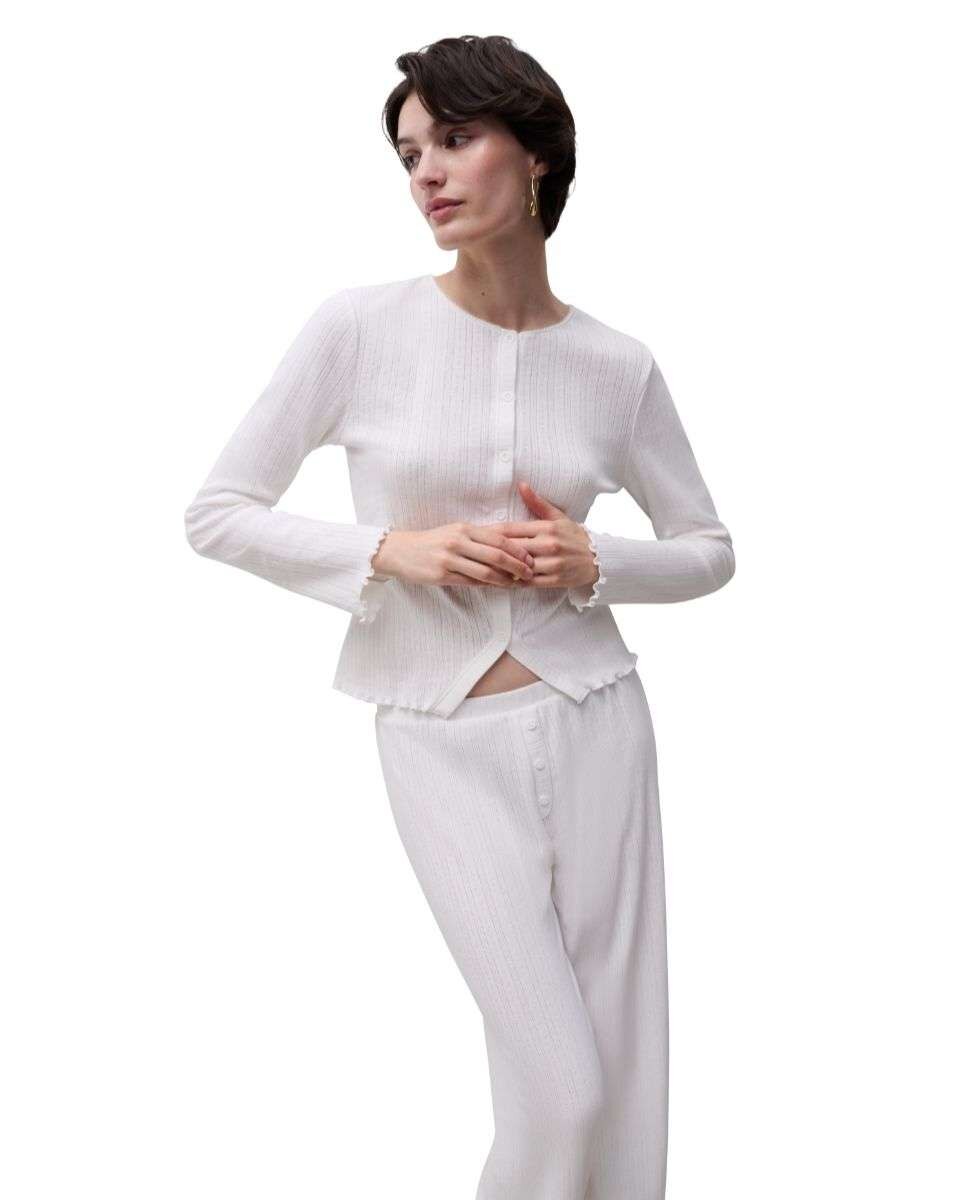 Camiseta de pijama de mujer de "pointelle" línea lovie - Chantelle - Crudo Crudo-1