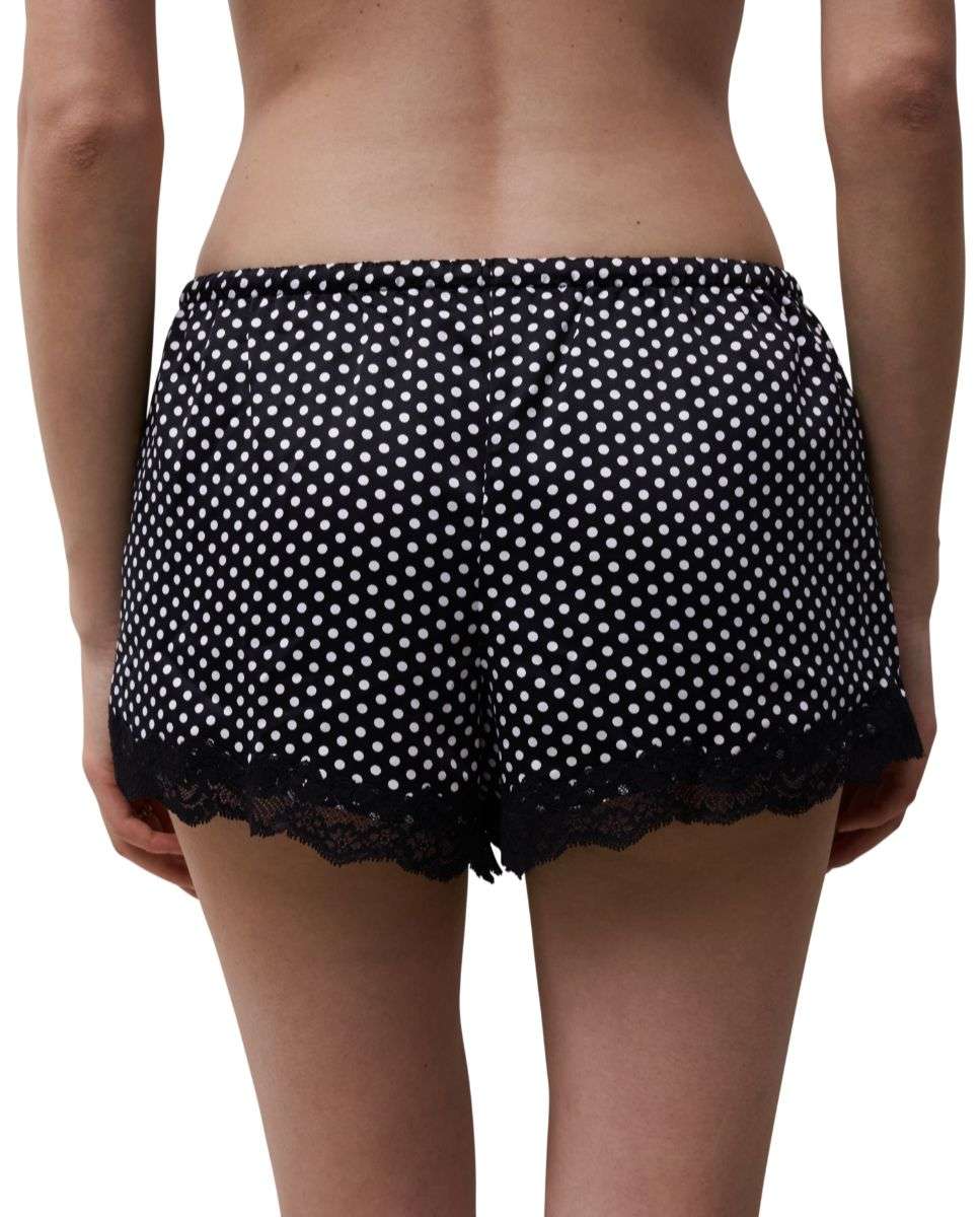 Pantalón de pijama de mujer corto de encaje barroco y punto satinado de la línea gloss - Chantelle - Negro / Blanco Negro / Blanco-2