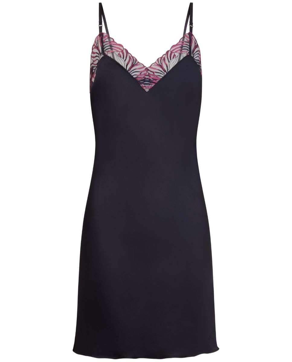 Camisón de mujer de tacto sedoso con encaje floral y transparencias línea legend - Chantelle - Azul marino Azul marino-3