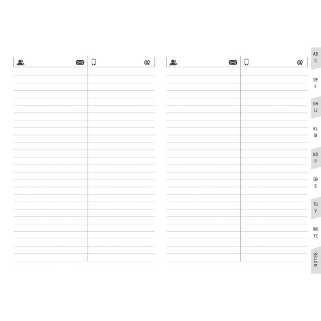 Imagen 0 de Recambio de índice telefónico para agendas  - Rayado horizontal, 18x24cm - Quo Vadis 714008Q - Blanco