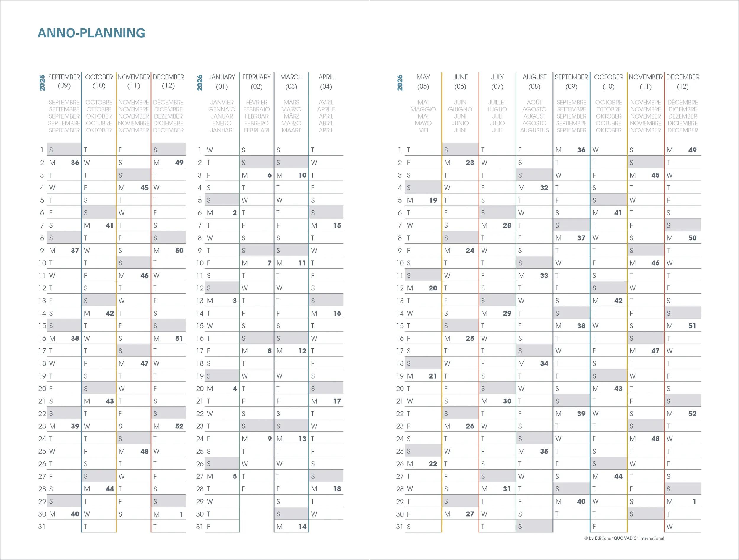 Recambio de Agenda 16 meses PLAN WEEK 26-27 ML S/V A5+ Blanco-5