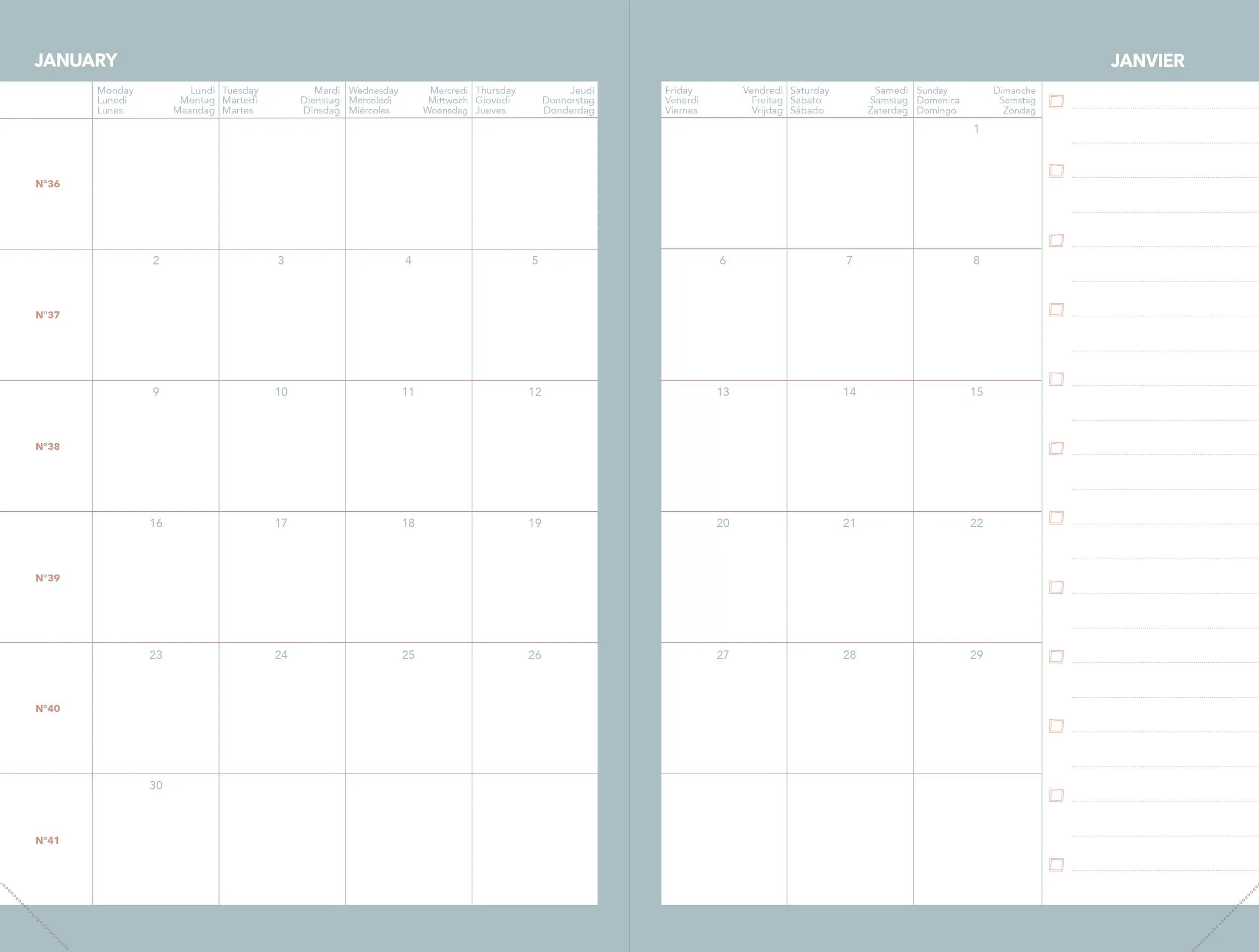 Imagen 6 de Agenda Escolar MINISTRE COLOR 26-27  ML FESTY Semana vista A5+ 16x24cm , Azul hielo Azul hielo