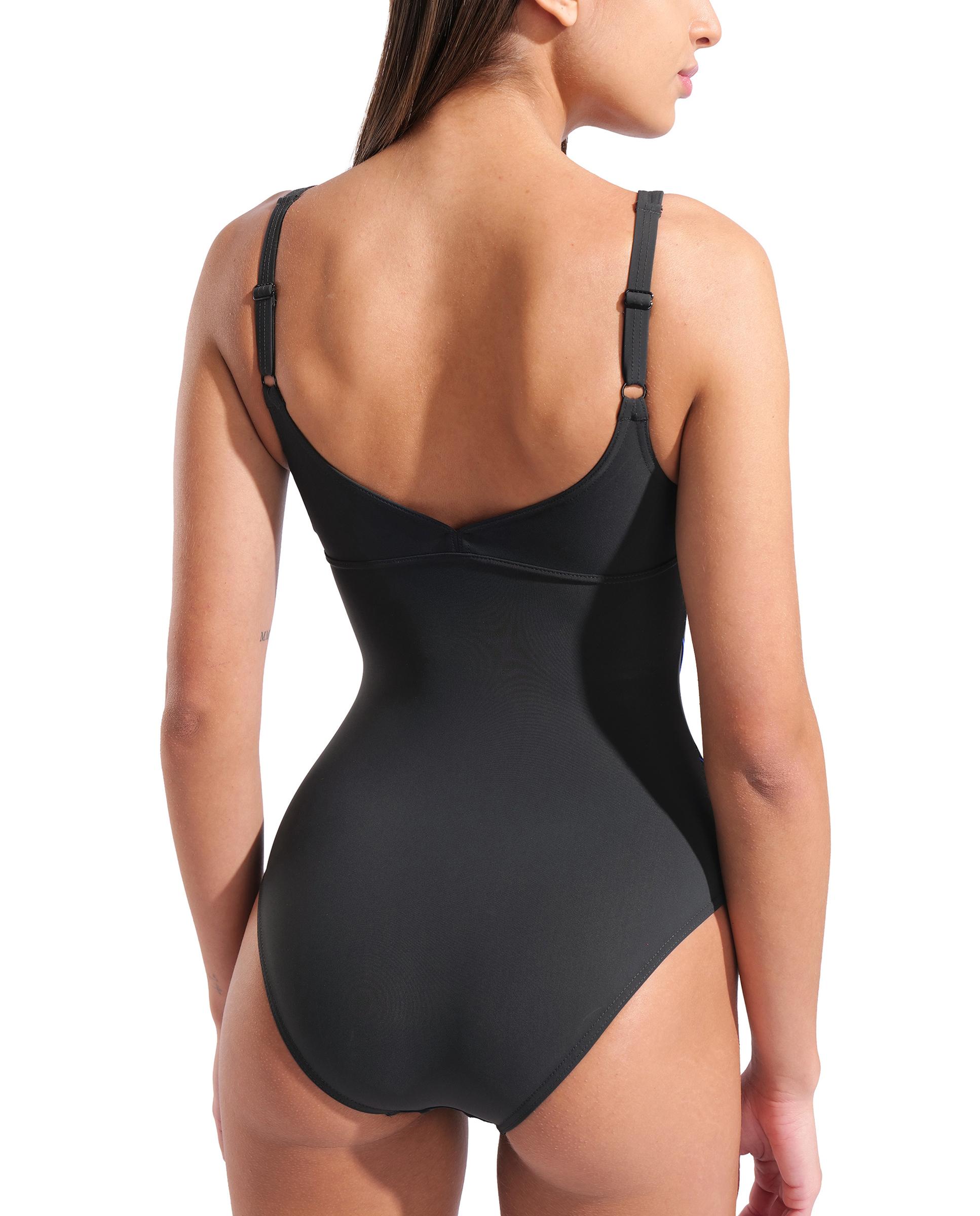 Bañador de mujer Shapewear arena Jewel R - Negro / Azul Negro / Azul-5