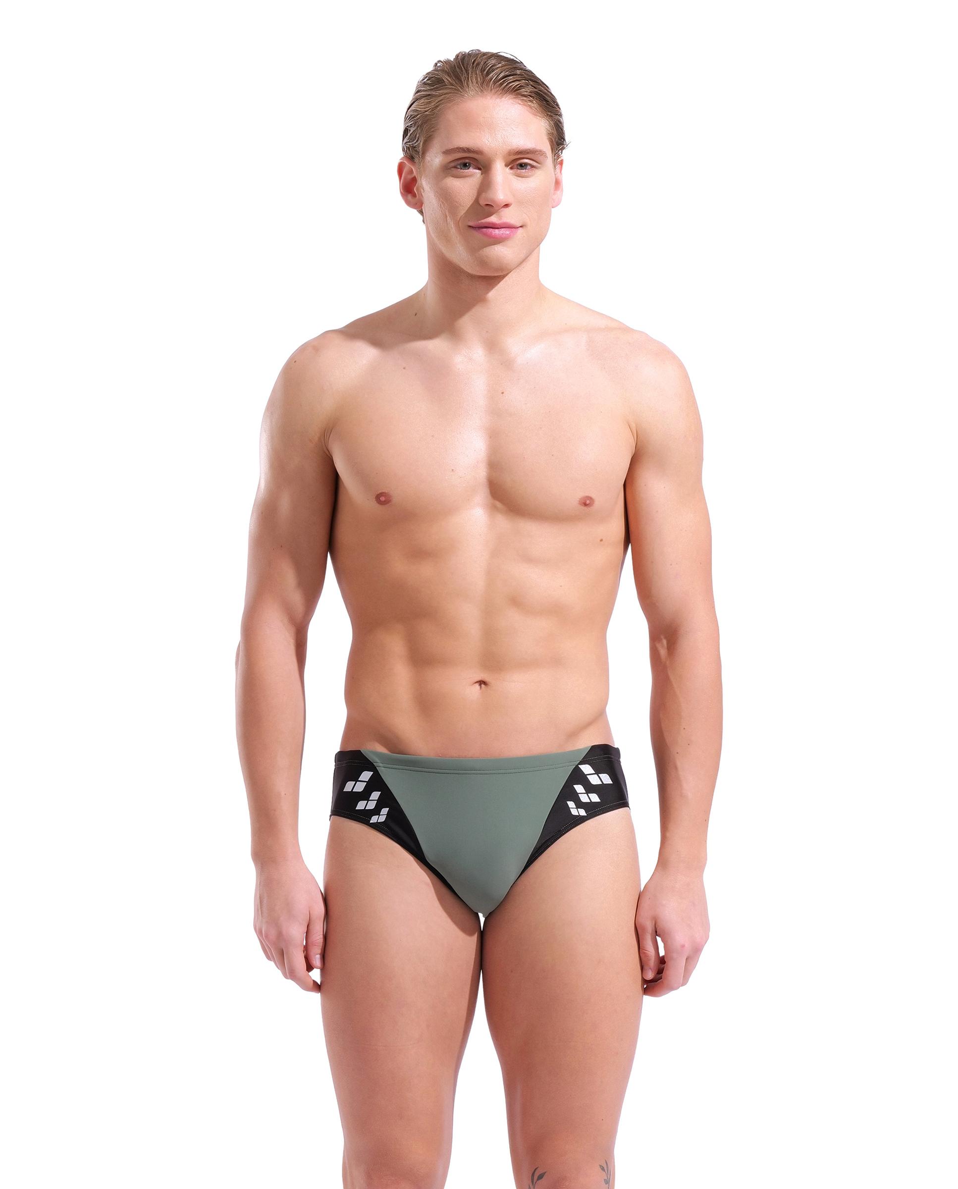 Bañador de hombre tipo slip arena Feel Steplogo - Verde pardo Verde pardo-1