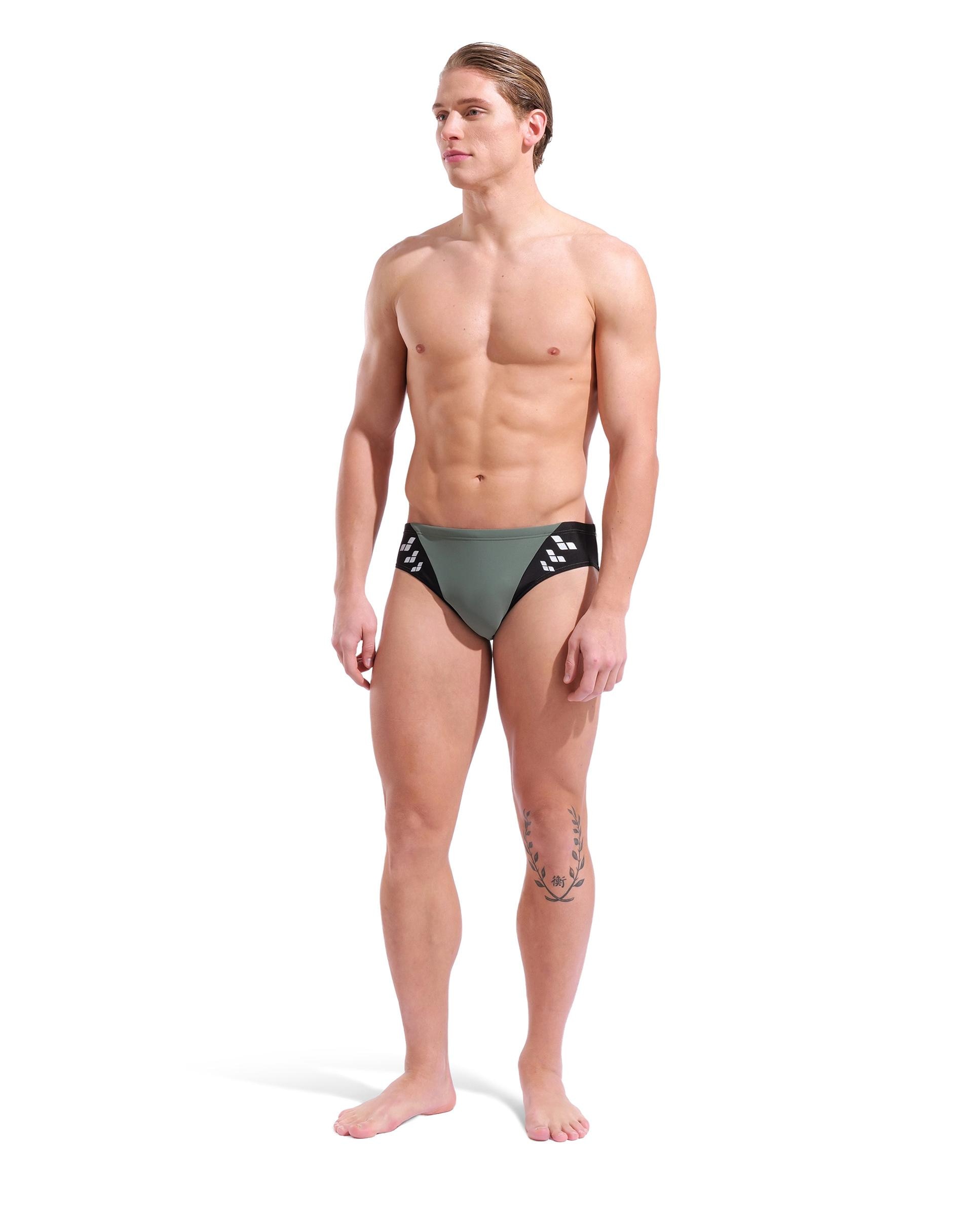 Bañador de hombre tipo slip arena Feel Steplogo - Verde pardo Verde pardo-3