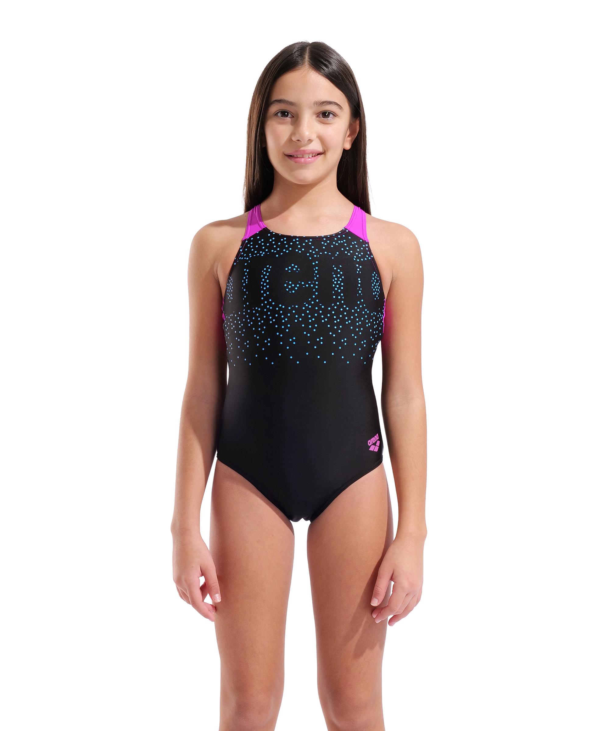 Bañador de niños arena Feel con espalda en V Painterly - Negro Negro-1