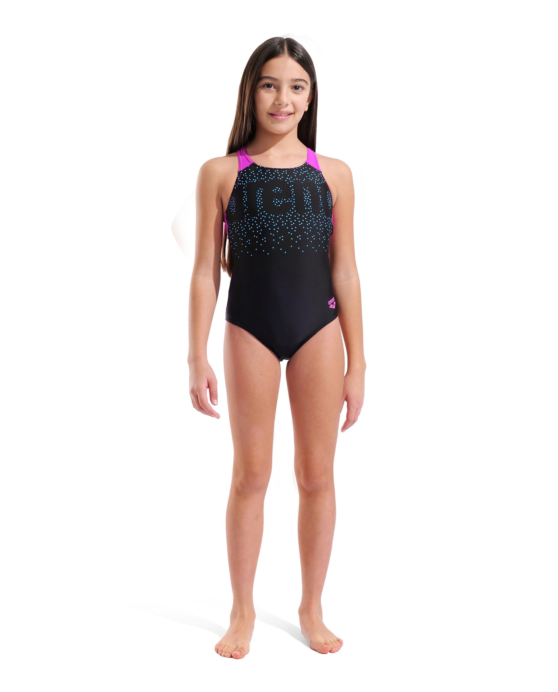 Bañador de niños arena Feel con espalda en V Painterly - Negro Negro-3