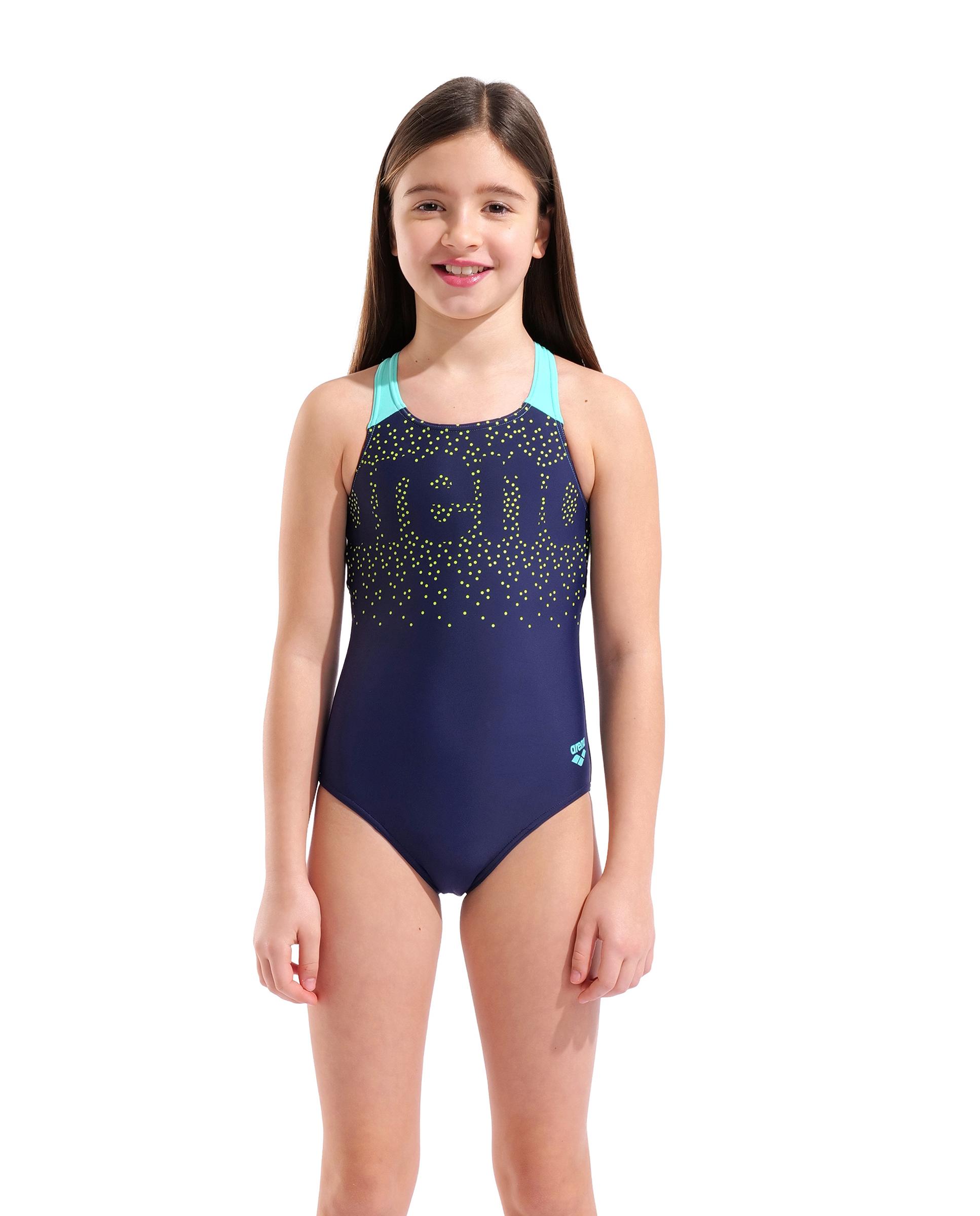 Bañador de niños arena Feel con espalda en V Painterly - Morado Morado-1