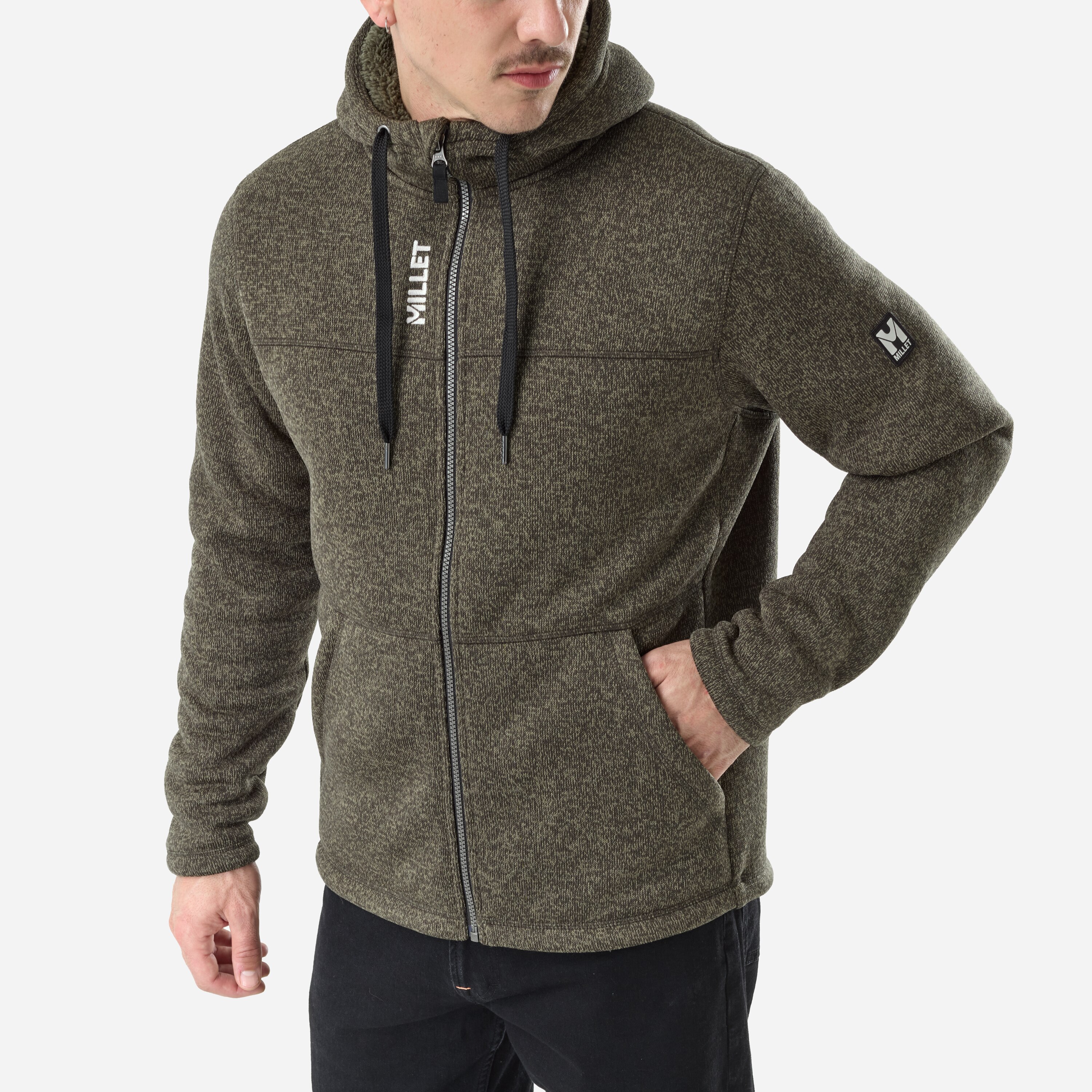 Forro polar Chamonix knitwarm hoodie m de hombre Millet - Kaki Kaki-4