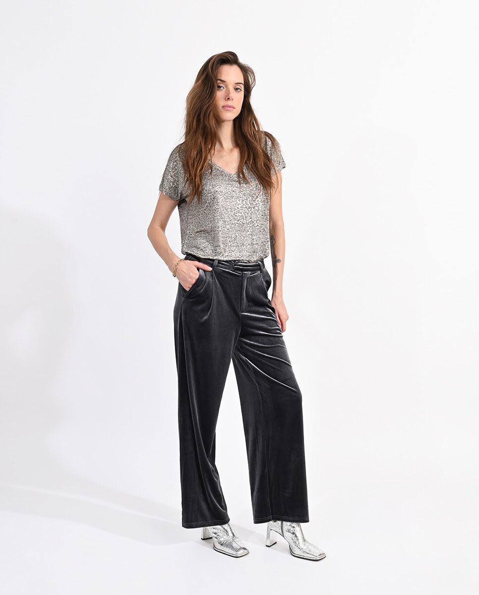 Pantalon ancho largo hot sale