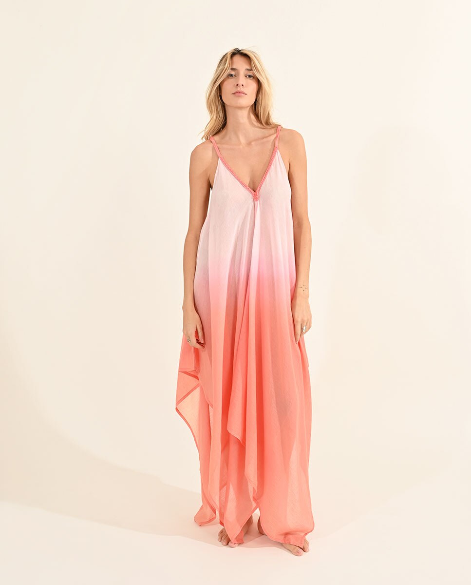 Vestido de tirantes asimétrico tie dye
