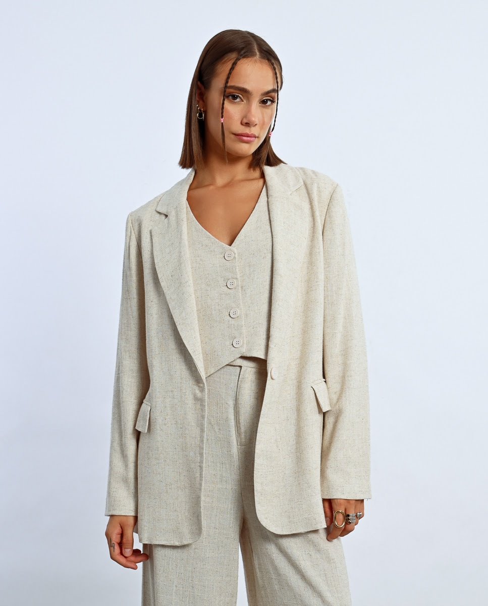 Lili Sidonio - Blazer de mujer con cuello solapa y cierre de botón.