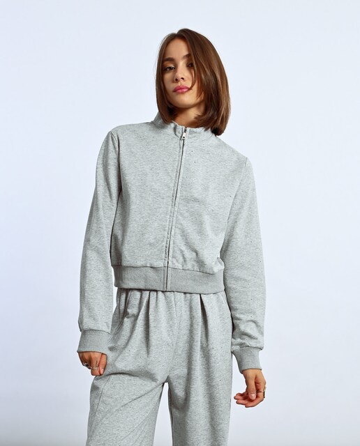 Imagen 0 de Sudadera de mujer con cremallera y strass