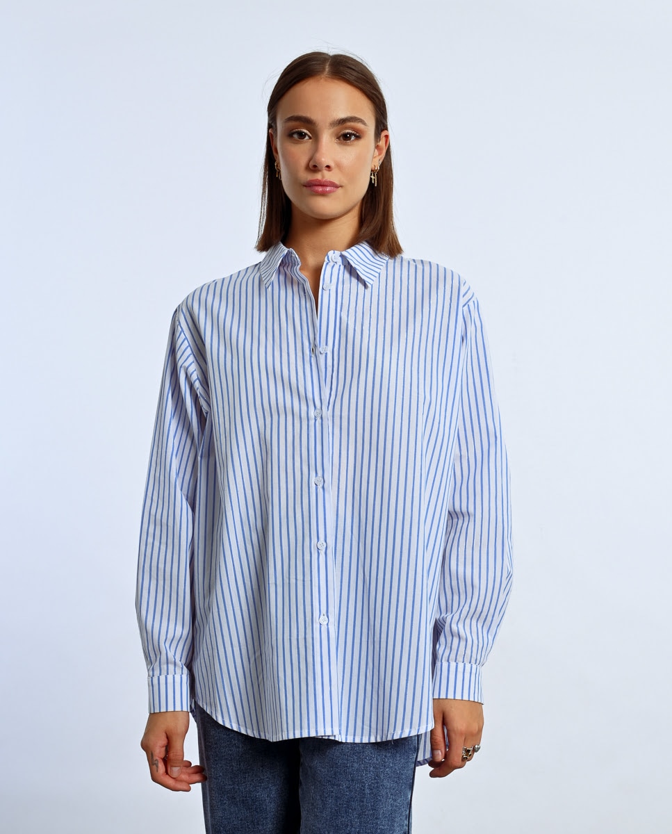 Lili Sidonio - Camisa de mujer de manga larga a rayas.