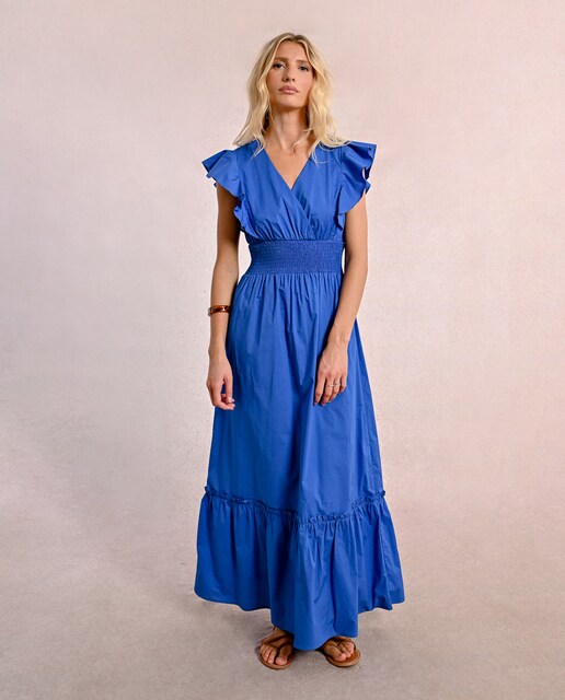 Imagen 0 de Vestido largo con mangas mariposa y volantes