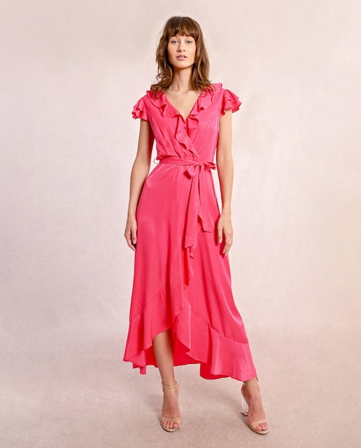 Imagen 0 de Vestido cruzado de manga corta con volantes