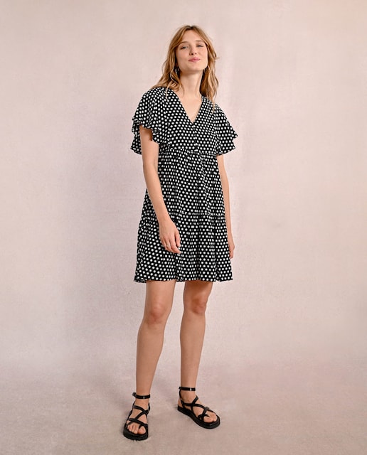 Imagen 0 de Vestido de manga corta con estampado de lunares