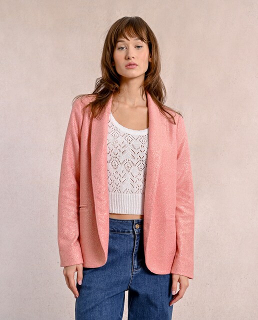 Imagen 0 de Blazer de mujer de manga larga en tejido brillante