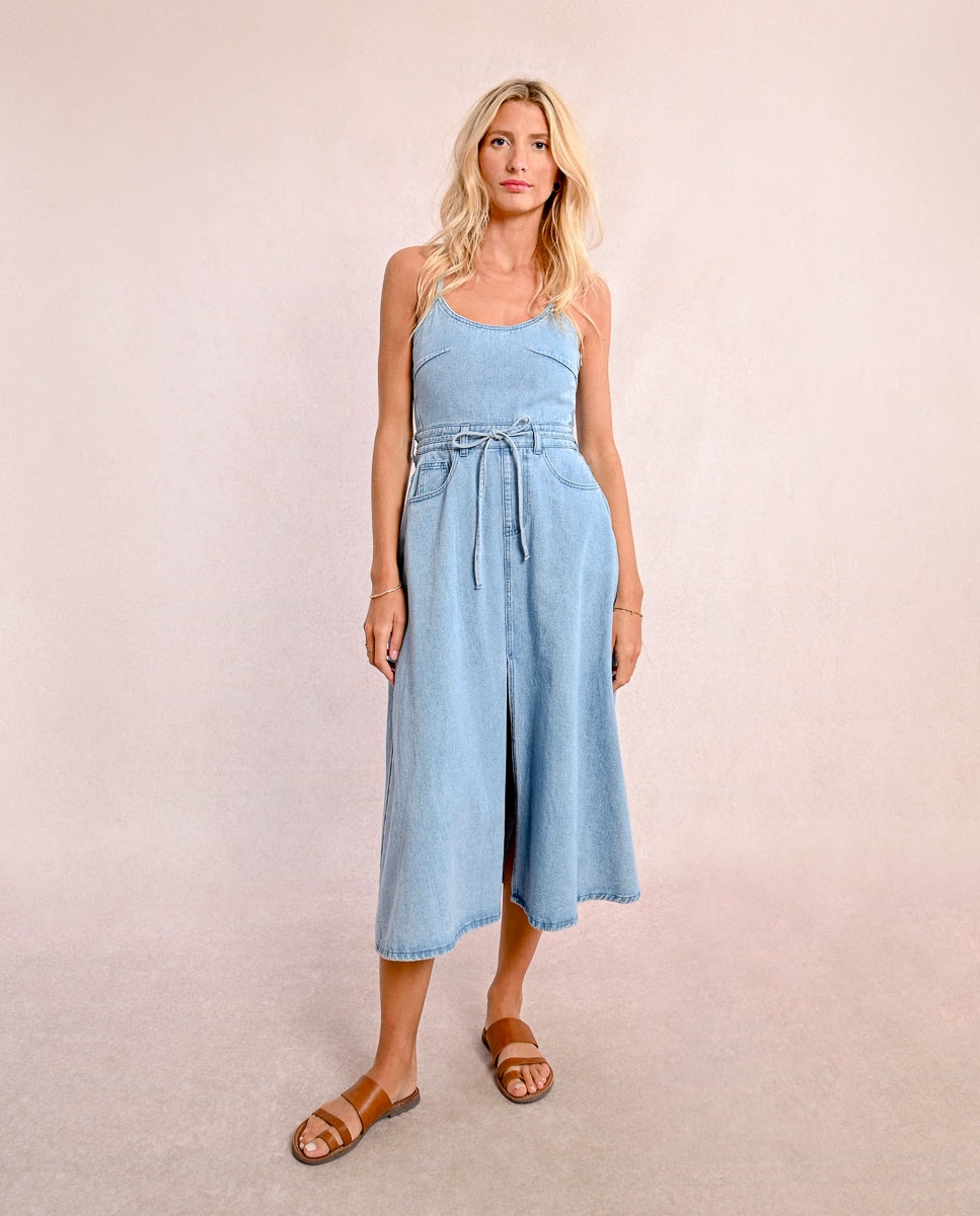 Vestido vaquero midi de tirantes